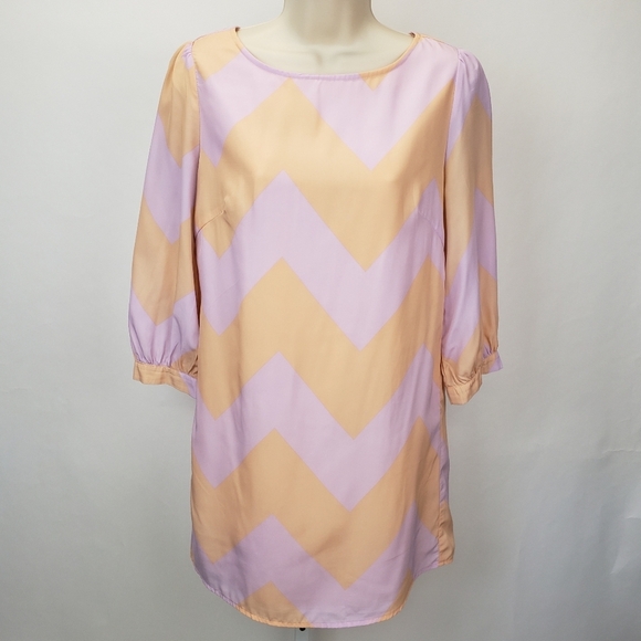 TOBI Linus zig zag shift lavender and peach dress size small - Picture 2 of 11